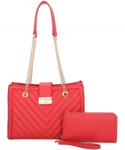 Chevron Quilted 2-in-1 Satchel LF2311T2 RED
